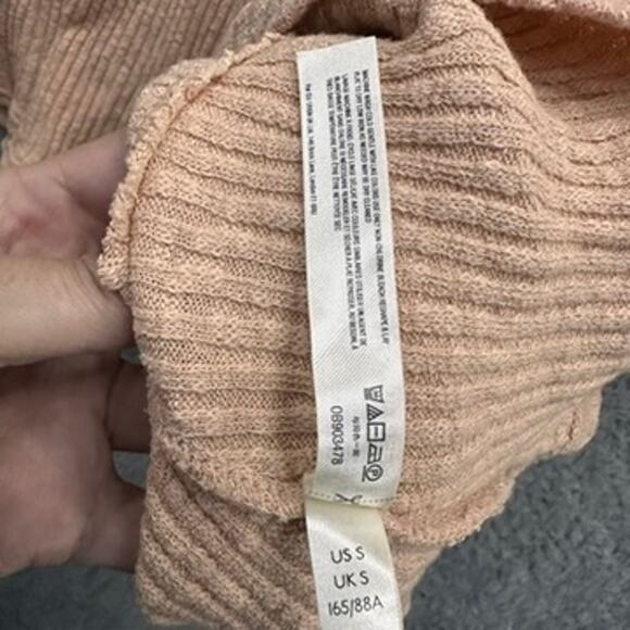 Free‎ People Beach Small Long Sleeve Peach Oversized Ribbed Dress Pockets - Picture 6 of 6